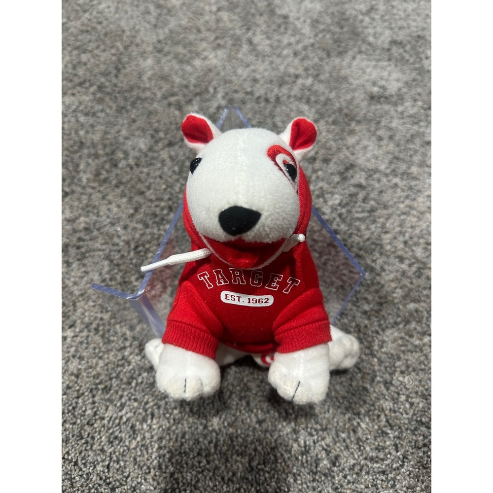 Target Bullseye Dog Plush Mascot Red Hoodie Sweatshirt Est 1962 Bull Terrier